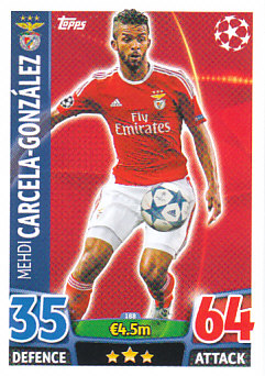 Mehdi Carcela-Gonzalez SL Benfica 2015/16 Topps Match Attax CL #188
